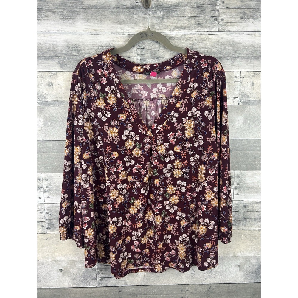Vince Camuto XL Long Sleeve V Neck Blouse